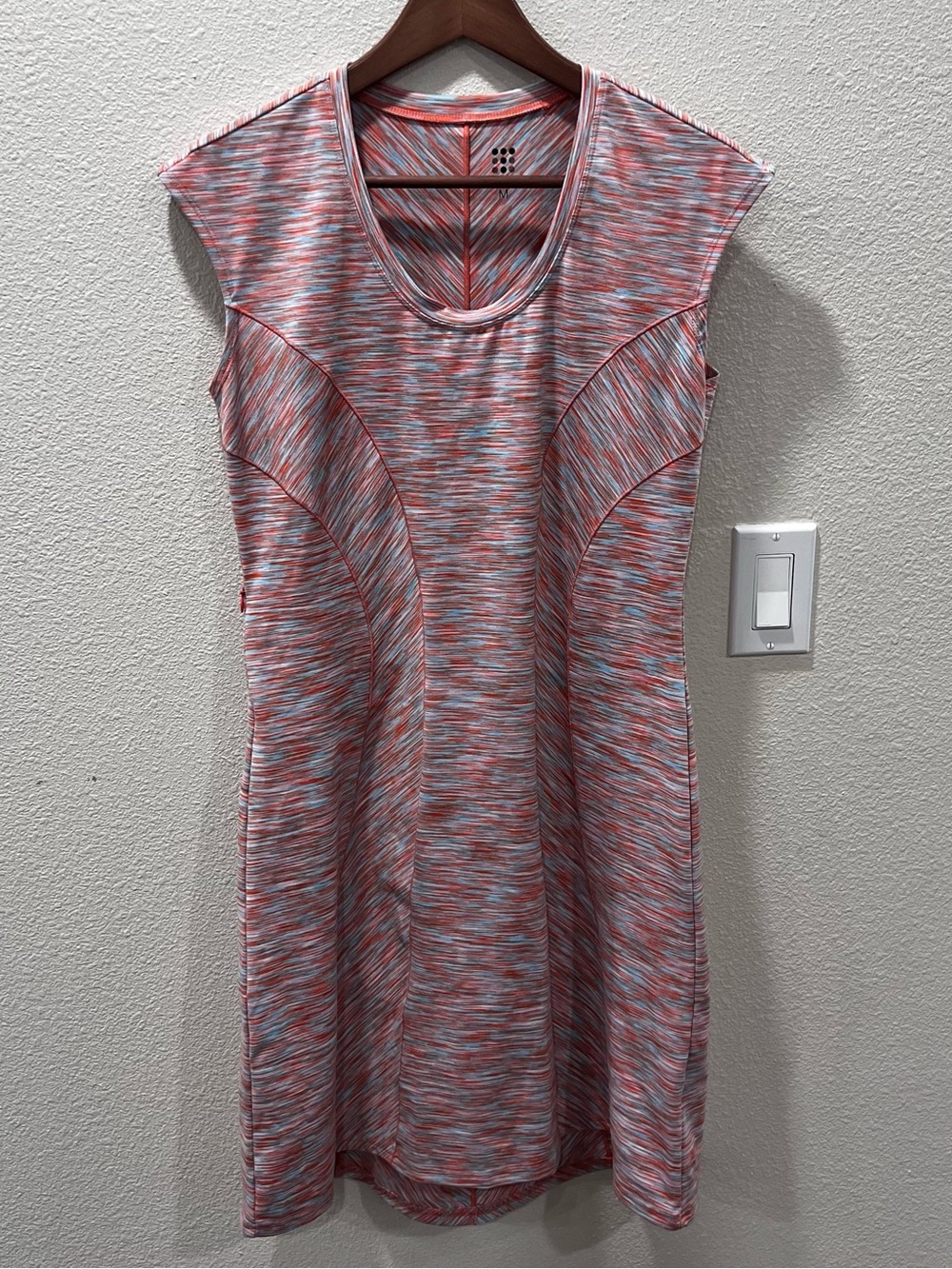 Title Nine Women's Dress Size M Orange Blue Strip Athleisure Sleeveless Pockets